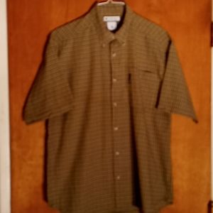 Columbia Men's Large Green/Blue Plaid Shirt